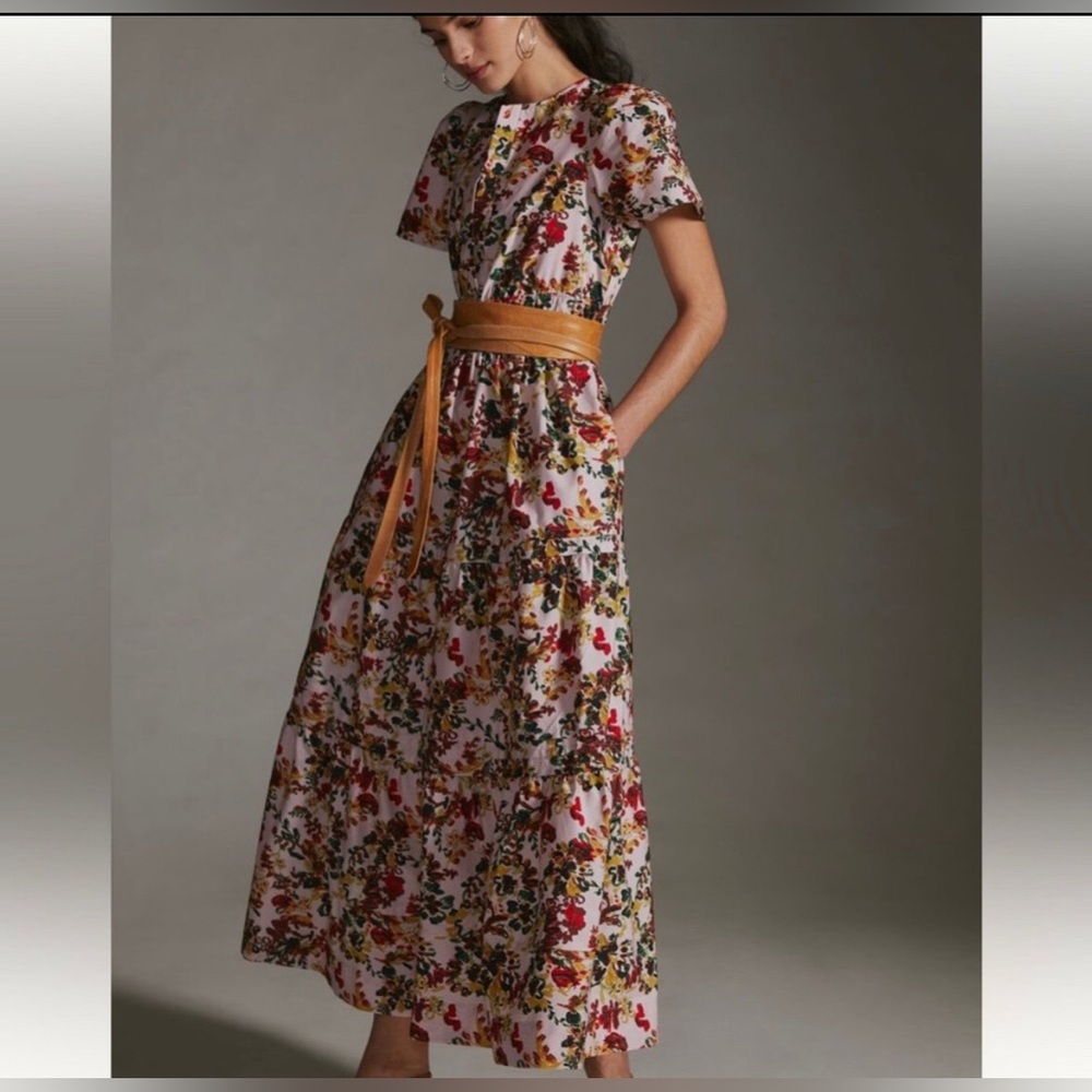 Anthropology Somerset Pink floral dress